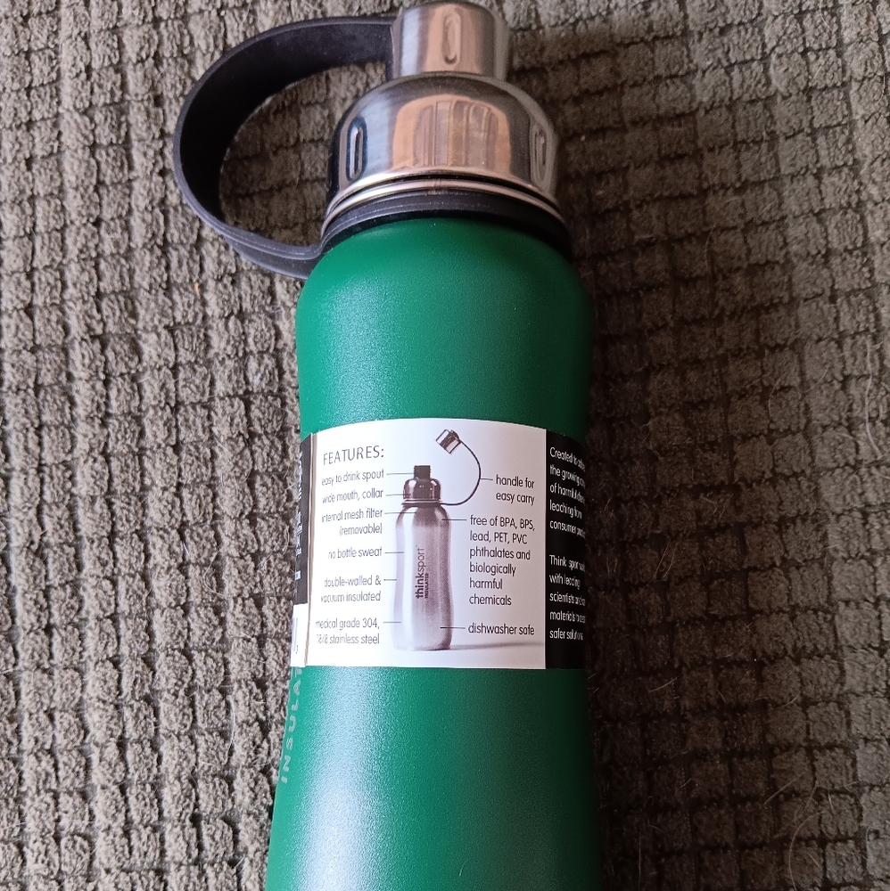 Thinksport insulated green thermos- NEW